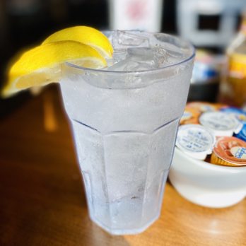 Old West Cafe - Refreshing water with lemon (already caffeinated myself into outer space) lol - Breakfast & Brunch Near Me - Grapevine, Texas