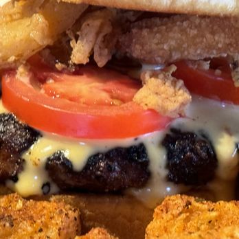 Old Chicago Pizza + Taproom - CRAFTED BEER BURGER* tomato added. - American Near Me - EDEN PRAIRIE, Minnesota Old Chicago Pizza + Taproom - CRAFTED BEER BURGER* tomato added. - American Near Me - EDEN PRAIRIE, Minnesota