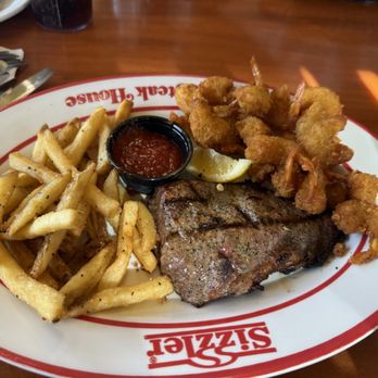 Sizzler - 8oz steak with unlimited shrimp and fries - Seafood Near Me - Hesperia, California