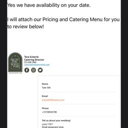 Original request with the venue guide and my inquiry for a small wedding Original request with the venue guide and my inquiry for a small wedding