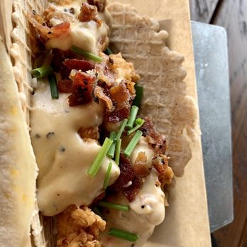 Velvet Taco - Chicken and waffle taco - excellent - New American Near Me - The Colony, Texas