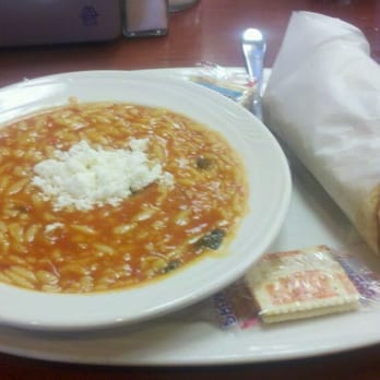 Breakfastime - Gyro and tomato, orzo, spinach, and feta cheese soup! - Breakfast & Brunch Near Me - Winston-Salem, North Carolina