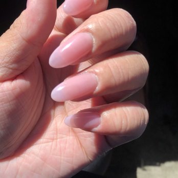 Glory nail salon - Clear pink with gel (almond shaped) - Nail Salons Near Me - Concord, California