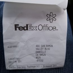 Drop off receipt