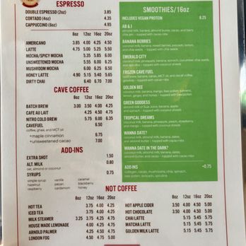Cavegirl Coffeehouse - Menu (drinks) - Coffee & Tea Near Me - Longmont, Colorado Cavegirl Coffeehouse - Menu (drinks) - Coffee & Tea Near Me - Longmont, Colorado