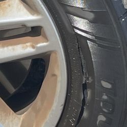 Chevron - Large gash in tire after going thru car wash!
