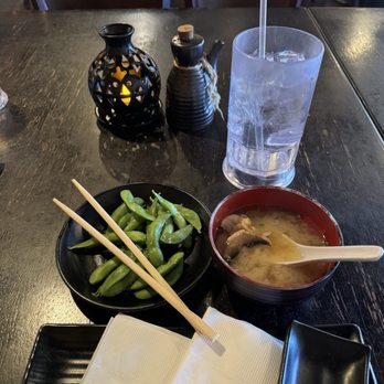 Kei Sushi - Edamame, hot Miso soup and a large glass of water, to start my all you can eat lunch. Love Kei Sushi so much! Julie A - Sushi Bars Near Me - Reno, Nevada