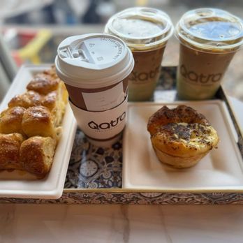 Qatra Specialty Coffee - Honeycomb bread, breakfast muffin (garlic herb with an egg on top) Yemeni hot tea and pistachio lattes. - Coffee & Tea Near Me - San Antonio, Texas Qatra Specialty Coffee - Honeycomb bread, breakfast muffin (garlic herb with an egg on top) Yemeni hot tea and pistachio lattes. - Coffee & Tea Near Me - San Antonio, Texas
