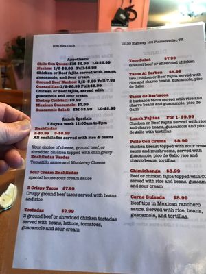 Menu photo 2 Castaneda's Mexican Resturant Plantersville, TX