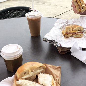 Avalon Coffee - Cape May - Plain bagel with plain cream cheese & a vanilla latte. Also got a pork roll, egg & cheese on plain bagel with an iced coffee. - Coffee & Tea Near Me - Cape May, New Jersey