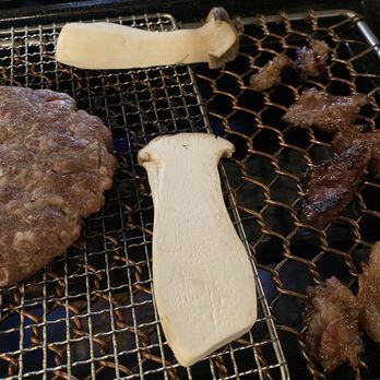 Origin Korean BBQ - marinated beef galbi patty, mushrooms, no boneless short ribs - Korean Near Me - Los Angeles, California Origin Korean BBQ - marinated beef galbi patty, mushrooms, no boneless short ribs - Korean Near Me - Los Angeles, California