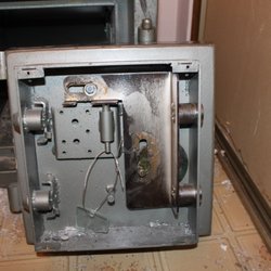 The safe was opened even tho everything in it was jammed up, Two holes were drilled into the lock and manipulated open. Then the re-locker,