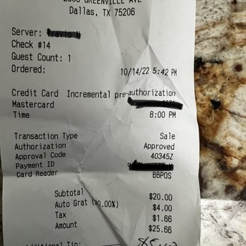 Stan's Blue Note - Auto Grat @ 20% - total crap - Sports Bars Near Me - Dallas, Texas