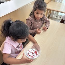 Making Valentine's Day slime!