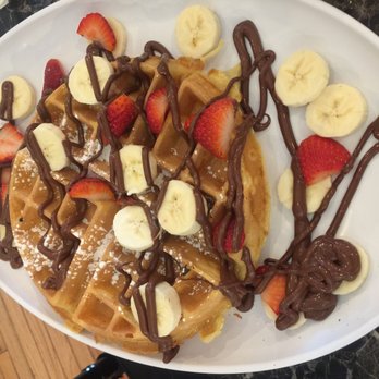Eggsperience Vasilis - Strawberry and Banana Waffle with Nutella - Creperies Near Me - Buffalo, New York