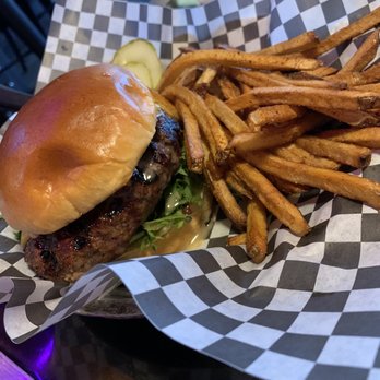 Flat Iron Tap - MACGA burger with fries. - Burgers Near Me - Lake Geneva, Wisconsin