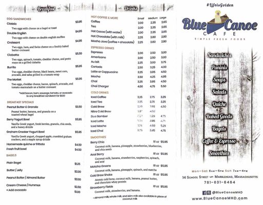 Menu photo 2 Blue Canoe Cafe Marblehead, MA