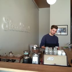 Steadbrook - Yes, this mens boutique serves espresso! Nathan creating a delicious latte.