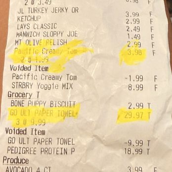 Grocery Outlet - Receipt shows the errors - Grocery Near Me - South Pasadena, California