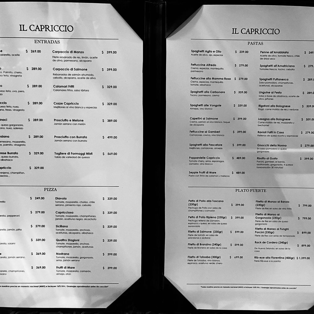 Il Capriccio - Menu - Italian Near Me - San Pedro Garza García, NLE