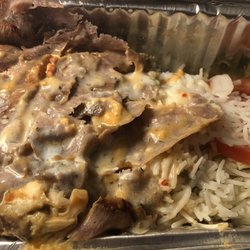 City Döner Kebap - Beef kebap rice plate to go. Yum!