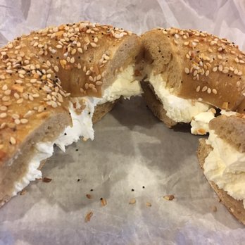 Bagel Town Cafe - Whole wheat everything with cream cheese - Bagels Near Me - West Milford, New Jersey Bagel Town Cafe - Whole wheat everything with cream cheese - Bagels Near Me - West Milford, New Jersey