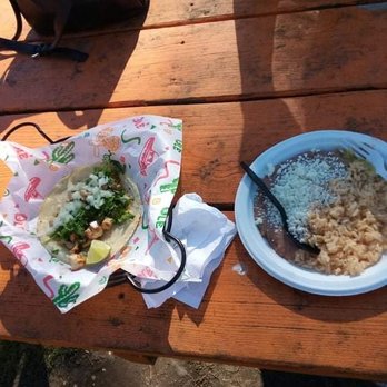 Lily's Little Mexico - Pollo taco with side of rice & beans - Food Trucks Near Me - Chincoteague, Virginia