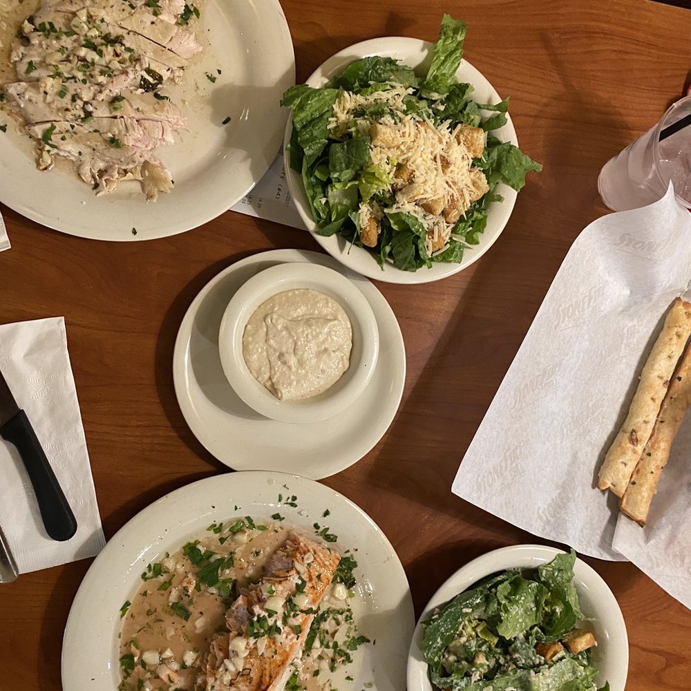 Stonefire Grill - Lemon garlic chicken breast and salmon with Caesar salad - American Near Me - Thousand Oaks, California Stonefire Grill - Lemon garlic chicken breast and salmon with Caesar salad - American Near Me - Thousand Oaks, California
