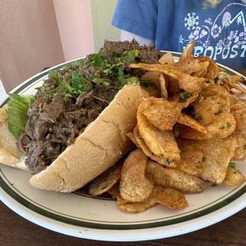 Chez Lafayette - Slow roast beef Po Boy. House made chips, very filling! - Cajun/Creole Near Me - Tacoma, Washington Chez Lafayette - Slow roast beef Po Boy. House made chips, very filling! - Cajun/Creole Near Me - Tacoma, Washington