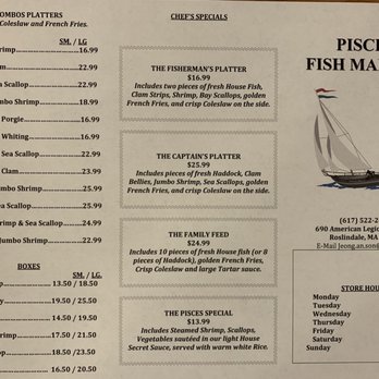 Pisces Fish Market - Menu first page as of December 2020 - Seafood Markets Near Me - Roslindale, Massachusetts Pisces Fish Market - Menu first page as of December 2020 - Seafood Markets Near Me - Roslindale, Massachusetts