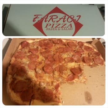 Faraci Pizza - It's delicious hot, but it's the best cold pizza around!  This is straight outta the fridge...get in mah belly!! - Pizza Near Me - Ferguson, Missouri