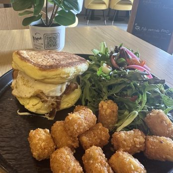 Fluffy Fluffy Cafe - Breakfast sandwich- egg & bacon on pancake base - Breakfast & Brunch Near Me - Atlanta, Georgia Fluffy Fluffy Cafe - Breakfast sandwich- egg & bacon on pancake base - Breakfast & Brunch Near Me - Atlanta, Georgia
