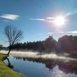 Baker's Acres Campgrounds & Golf Driving Range - Morning on the Saranac River at Baker's Acres in October 2018