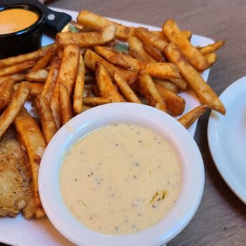 Bobby Q - Chicken fried chicken, sauce on the side with beer fries. - Barbeque Near Me - Phoenix, Arizona