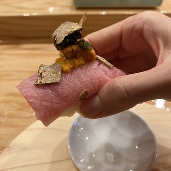 Kane sushi - Otoro with white truffle, caviar, gold flake, what a delicious piece! - Japanese Near Me - Cedar Park, Texas
