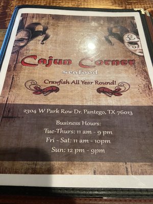 Menu photo 2 Cajun Corner Pantego, TX