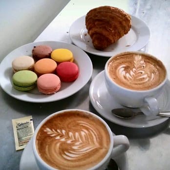 Caffe Luxxe - Caffe Latter, macaroons, and a croissant - Coffee & Tea Near Me - Santa Monica, California Caffe Luxxe - Caffe Latter, macaroons, and a croissant - Coffee & Tea Near Me - Santa Monica, California