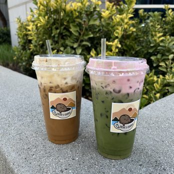 Steve's Coffee - Vanilla Bean Latte with cold foam and Strawberry Matcha - Coffee & Tea Near Me - Rancho Cucamonga, California