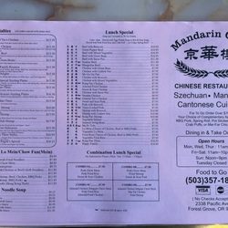 Mandarin China Restaurant - Menu