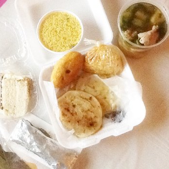 Alicia's Bakery - Chicken soup with rice, three pupusas, chicken tamale, beef empenada, and tres leches! - Salvadoran Near Me - Katy, Texas