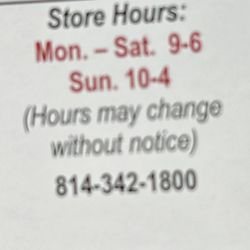 Belding & Mull - Store hours
