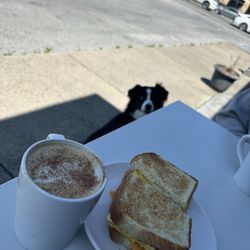 Caliber Coffee - Breakfast Sammy and Cinnamon Dolce Latte