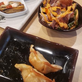Sushi One - Potsticker, salmon skin salad and rotten disgusting mussels. - Sushi Bars Near Me - Reno, Nevada