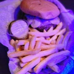 Three Aces North - Mushroom swiss burger and fries. Some of the best burgers in town!