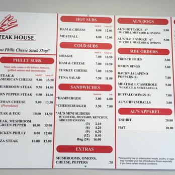 Al's Steak House - Menu - Sandwiches Near Me - Alexandria, Virginia