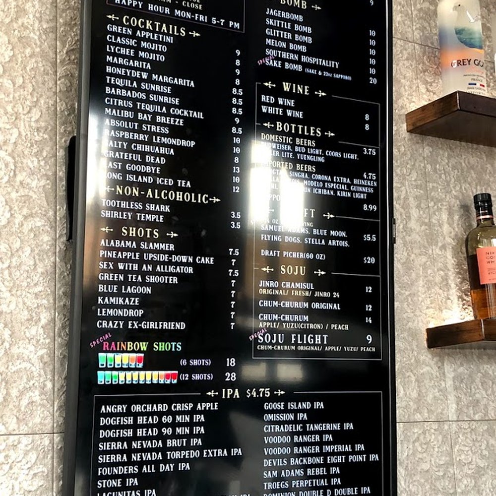 The Spot - Bar menu! Sorry for the glare. - Taiwanese Near Me - Rockville, Maryland The Spot - Bar menu! Sorry for the glare. - Taiwanese Near Me - Rockville, Maryland