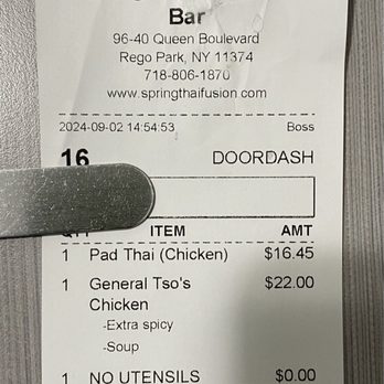 Spring Thai Fusion & Bar - Receipt - Thai Near Me - New york, New York Spring Thai Fusion & Bar - Receipt - Thai Near Me - New york, New York