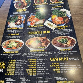 Pho Anh Vu - Menu back side - Vietnamese Near Me - Waterloo, Ontario
