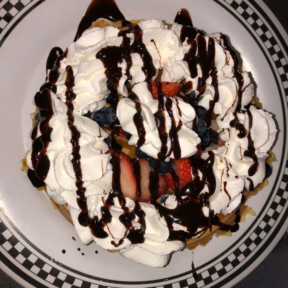 Mel's Commonwealth Cafe - Malted Belgian Waffle with Fruit - Breakfast & Brunch Near Me - Wayland, Massachusetts Mel's Commonwealth Cafe - Malted Belgian Waffle with Fruit - Breakfast & Brunch Near Me - Wayland, Massachusetts