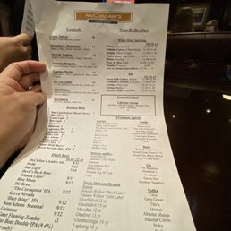Drink menu Drink menu
